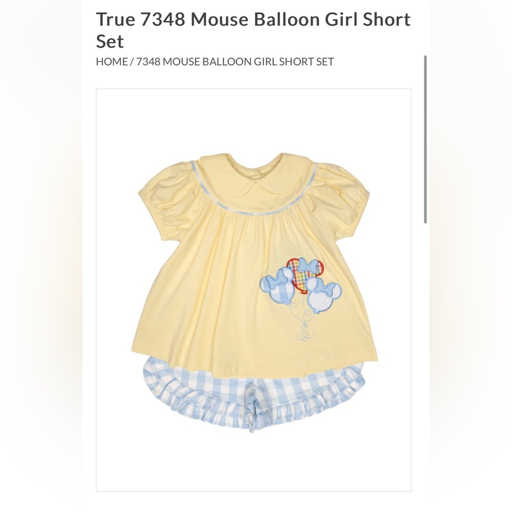 TRUE Minnie Balloon Appliqué Ruffle Shorts Set